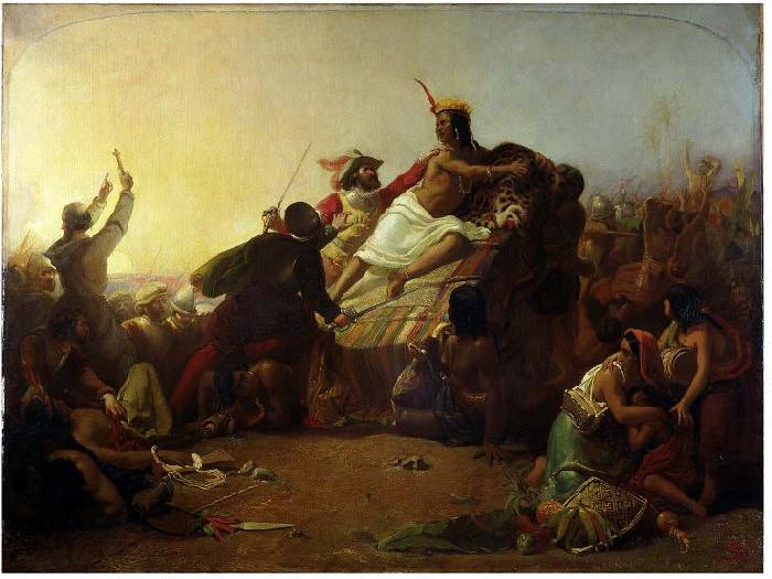 Sir John Everett Millais Pizarro seizing the Inca of Peru (1845) by John Everett Millais Germany oil painting art